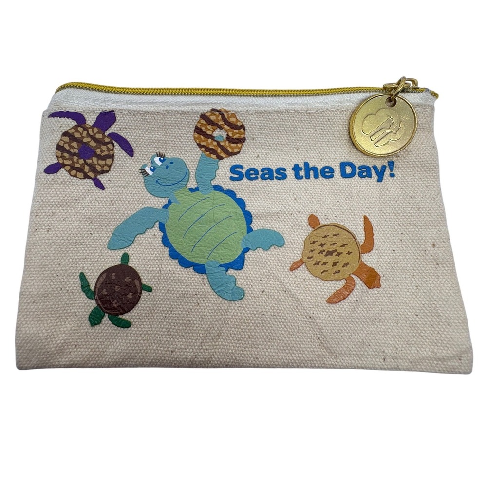 Girl Scouts Seas the Day Sea Turtle Canvas Zipper Pouch Cookie‎ Rewards 6"